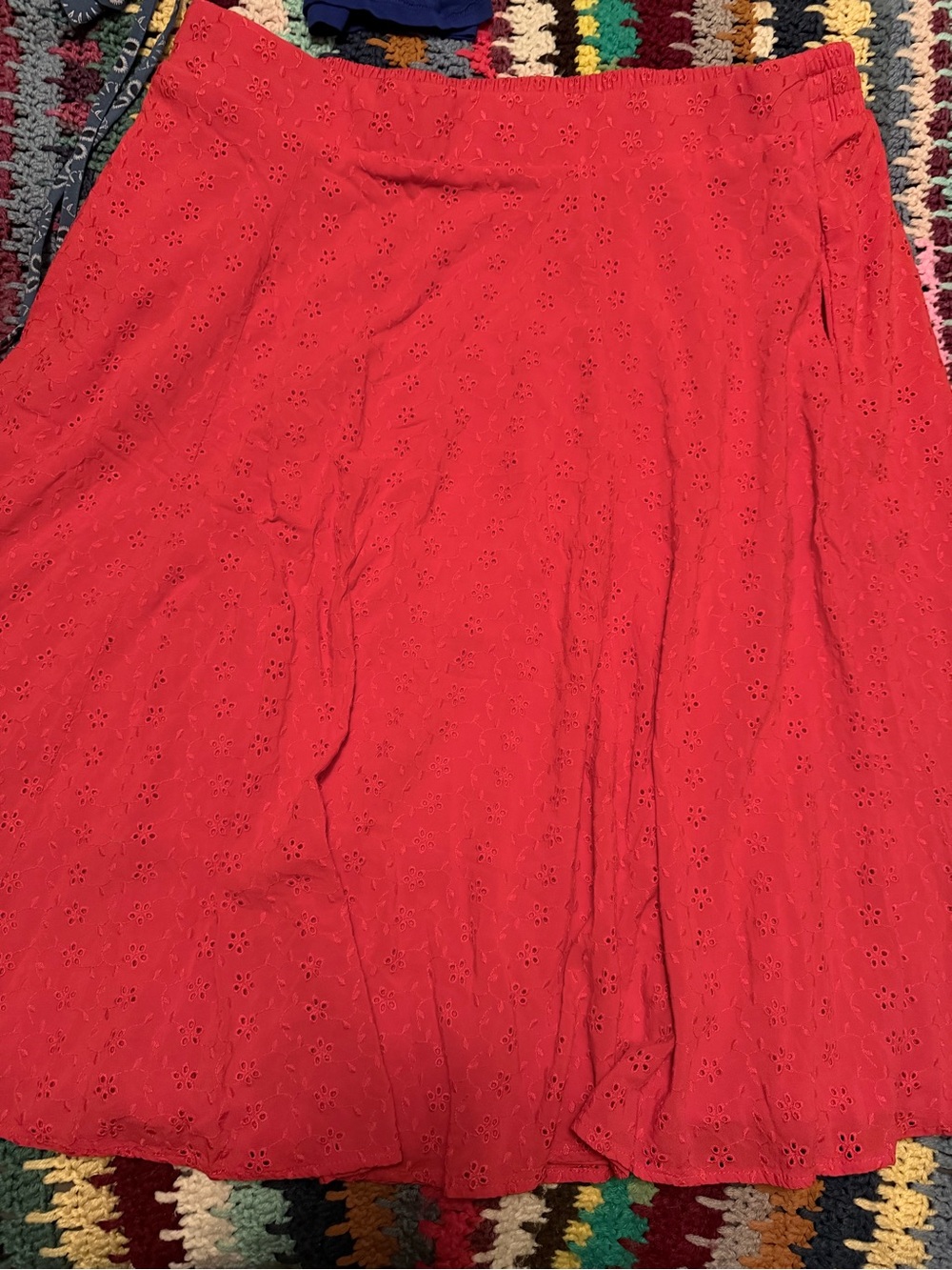 Retro Chic Hot Red Orange Elastic Waist Skirt